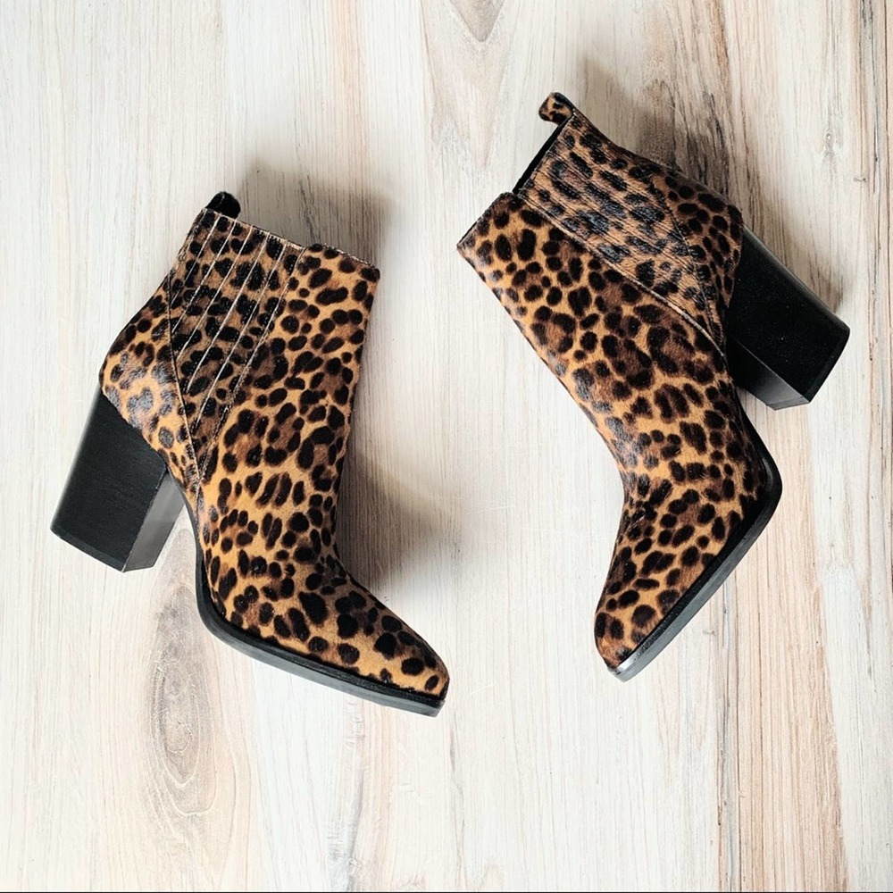 Marc Fisher Alva Calf Hair Brown Heeled Bootie 7.5